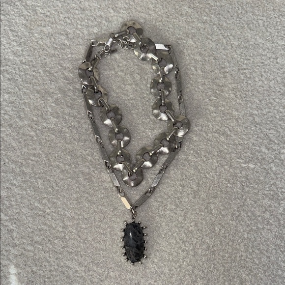 Zara Jewelry - Zara necklace stack Silver-Tone Layered Chain Necklace with Black Stone Pendant